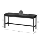 Banc de salle à manger, banc ottoman avec siège rembourré en cuir PU, cadre en acier, 108 x 32,5 x 48 cm, pour couloir, chambre à coucher, noir