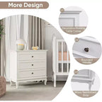 Commode Heynemo pour chambre, commode moderne à 3 tiroirs avec pieds en bois massif et finition peinte, idéale pour le salon, la chambre de bébé, le couloir