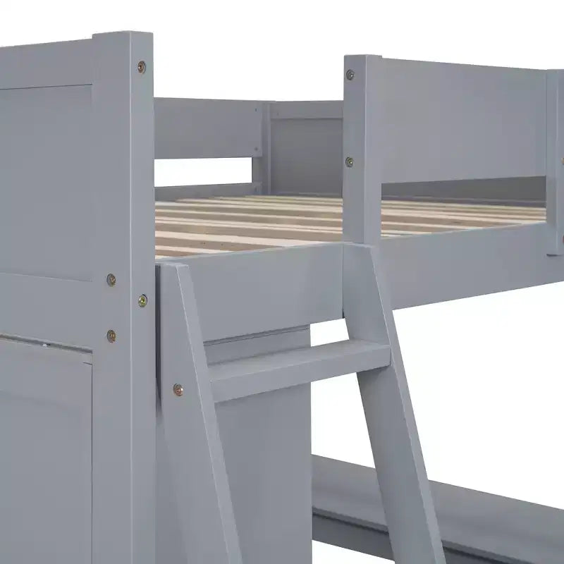 Lit mezzanine pleine grandeur Whisen 78L x 57,6W au design moderne avec bureau et étagère, stable et sûr