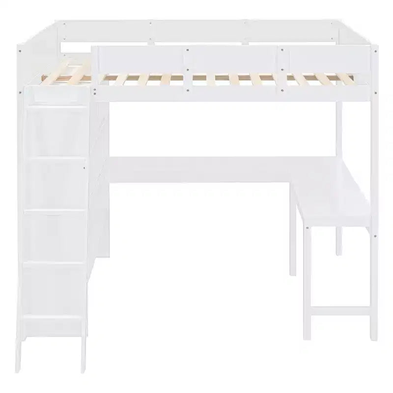 Lit mezzanine pleine grandeur Whisen 78L x 57,6W au design moderne avec bureau et étagère, stable et sûr