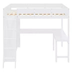 Lit mezzanine pleine grandeur Whisen 78L x 57,6W au design moderne avec bureau et étagère, stable et sûr
