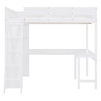 Lit mezzanine pleine grandeur Whisen 78L x 57,6W au design moderne avec bureau et étagère, stable et sûr