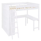 Lit mezzanine pleine grandeur Whisen 78L x 57,6W au design moderne avec bureau et étagère, stable et sûr
