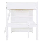 Lit mezzanine pleine grandeur Whisen 78L x 57,6W au design moderne avec bureau et étagère, stable et sûr