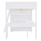 Lit mezzanine pleine grandeur Whisen 78L x 57,6W au design moderne avec bureau et étagère, stable et sûr