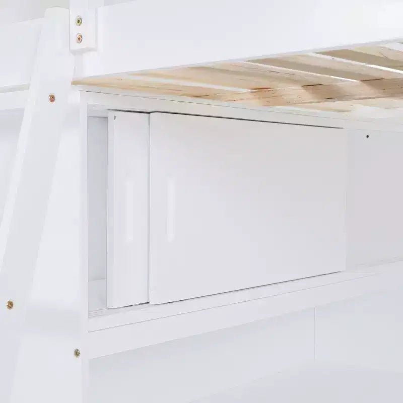 Lit mezzanine pleine grandeur Whisen 78L x 57,6W au design moderne avec bureau et étagère, stable et sûr