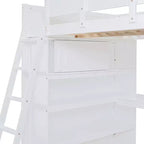 Lit mezzanine pleine grandeur Whisen 78L x 57,6W au design moderne avec bureau et étagère, stable et sûr