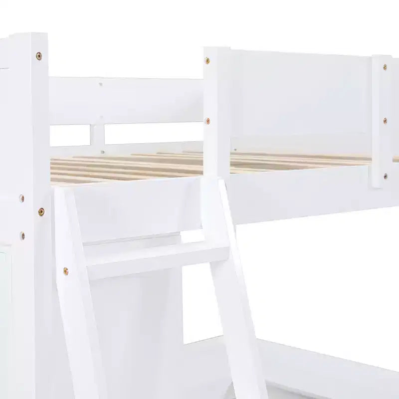 Lit mezzanine pleine grandeur Whisen 78L x 57,6W au design moderne avec bureau et étagère, stable et sûr