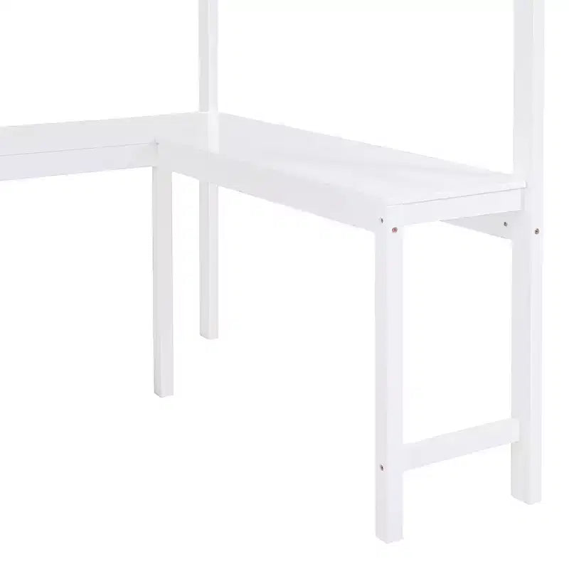 Lit mezzanine pleine grandeur Whisen 78L x 57,6W au design moderne avec bureau et étagère, stable et sûr