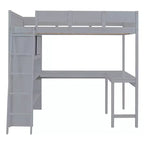 Lit mezzanine pleine grandeur Whisen 78L x 57,6W au design moderne avec bureau et étagère, stable et sûr