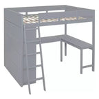 Lit mezzanine pleine grandeur Whisen 78L x 57,6W au design moderne avec bureau et étagère, stable et sûr