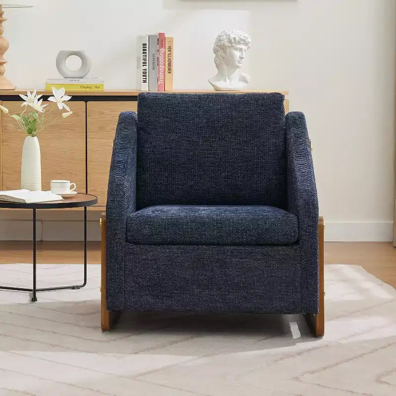 Fauteuil d'appoint GDFStudio Bernie en tissu chenille avec cadre latéral en bois et clous décoratifs