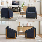 Fauteuil d'appoint GDFStudio Bernie en tissu chenille avec cadre latéral en bois et clous décoratifs