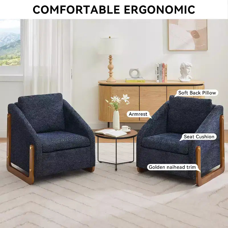 Fauteuil d'appoint GDFStudio Bernie en tissu chenille avec cadre latéral en bois et clous décoratifs