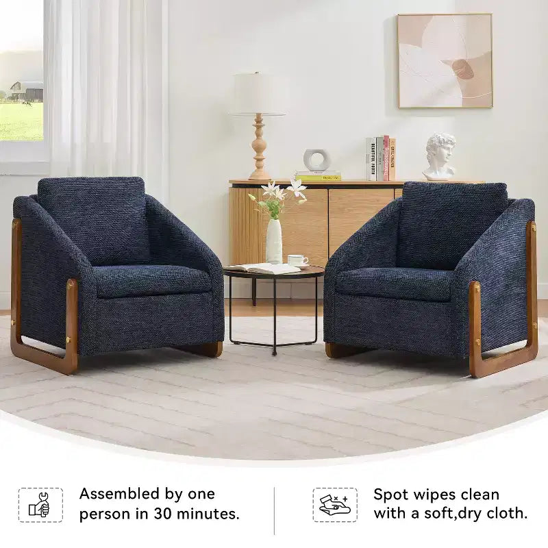 Fauteuil d'appoint GDFStudio Bernie en tissu chenille avec cadre latéral en bois et clous décoratifs