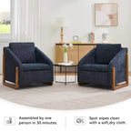 Fauteuil d'appoint GDFStudio Bernie en tissu chenille avec cadre latéral en bois et clous décoratifs