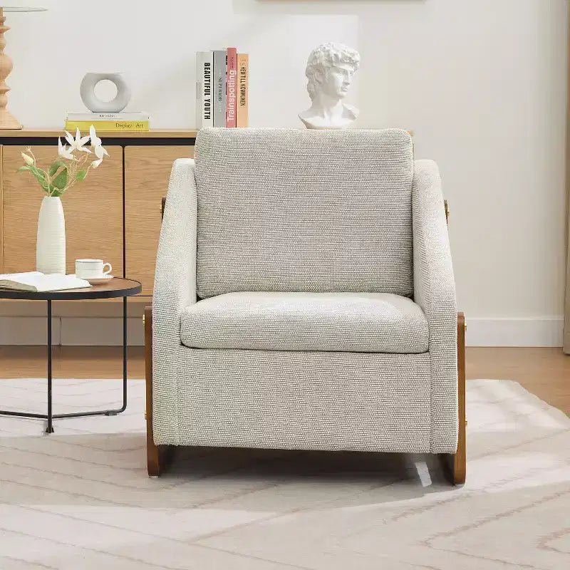 Fauteuil d'appoint GDFStudio Bernie en tissu chenille avec cadre latéral en bois et clous décoratifs