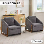 Fauteuil d'appoint GDFStudio Bernie en tissu chenille avec cadre latéral en bois et clous décoratifs