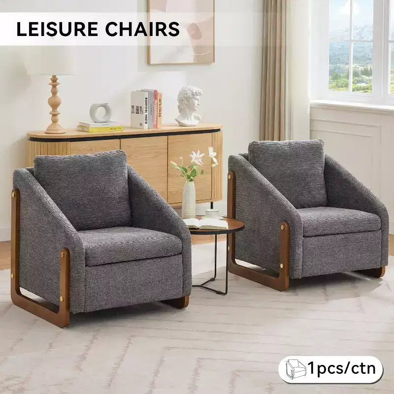 Fauteuil d'appoint GDFStudio Bernie en tissu chenille avec cadre latéral en bois et clous décoratifs