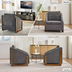 Fauteuil d'appoint GDFStudio Bernie en tissu chenille avec cadre latéral en bois et clous décoratifs