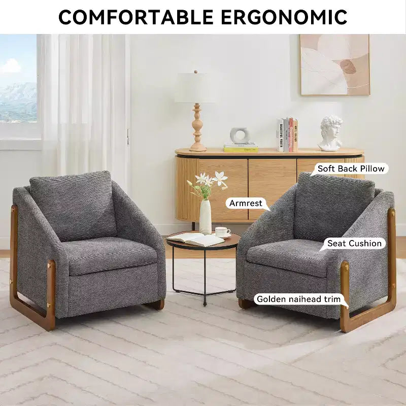 Fauteuil d'appoint GDFStudio Bernie en tissu chenille avec cadre latéral en bois et clous décoratifs
