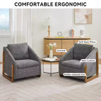 Fauteuil d'appoint GDFStudio Bernie en tissu chenille avec cadre latéral en bois et clous décoratifs