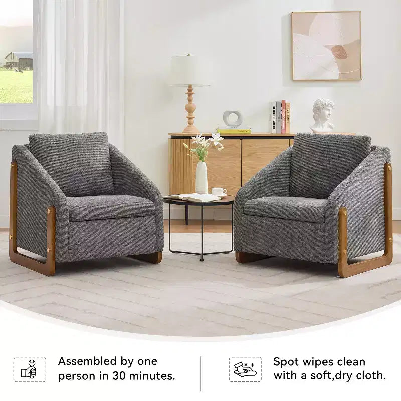 Fauteuil d'appoint GDFStudio Bernie en tissu chenille avec cadre latéral en bois et clous décoratifs
