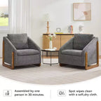 Fauteuil d'appoint GDFStudio Bernie en tissu chenille avec cadre latéral en bois et clous décoratifs