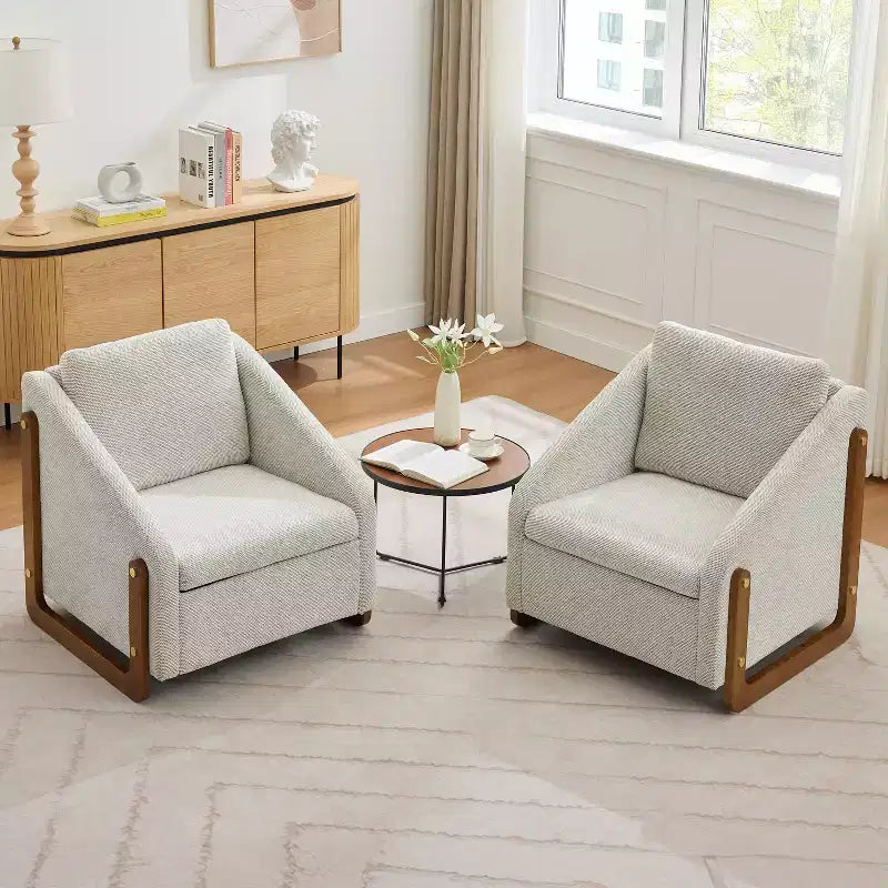 Fauteuil d'appoint GDFStudio Bernie en tissu chenille avec cadre latéral en bois et clous décoratifs