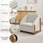 Fauteuil d'appoint GDFStudio Bernie en tissu chenille avec cadre latéral en bois et clous décoratifs
