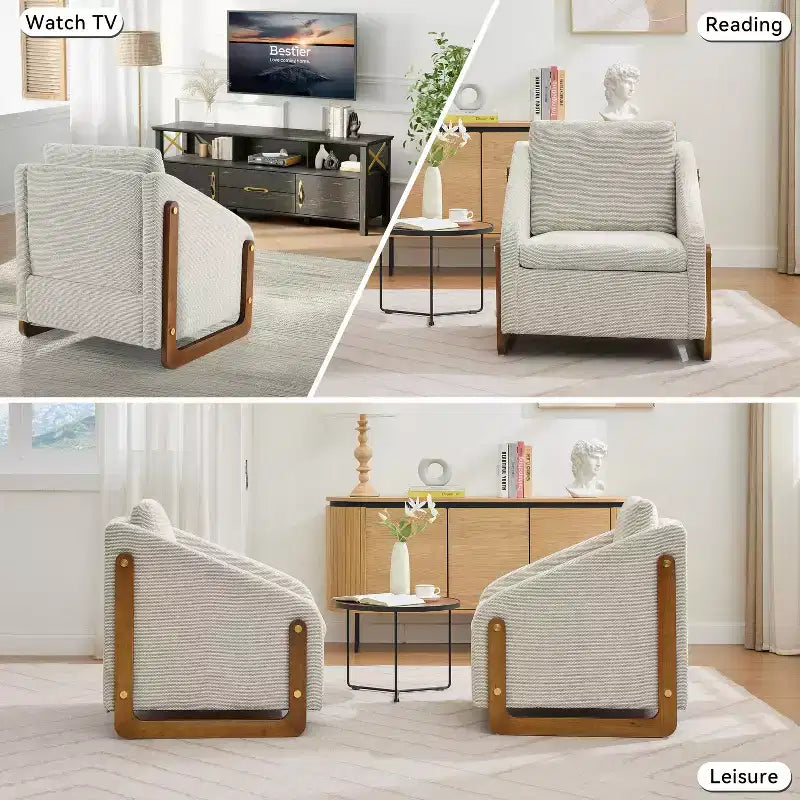 Fauteuil d'appoint GDFStudio Bernie en tissu chenille avec cadre latéral en bois et clous décoratifs