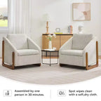 Fauteuil d'appoint GDFStudio Bernie en tissu chenille avec cadre latéral en bois et clous décoratifs
