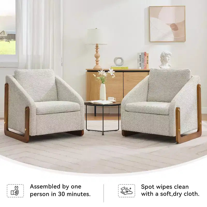 Fauteuil d'appoint GDFStudio Bernie en tissu chenille avec cadre latéral en bois et clous décoratifs