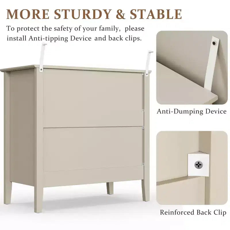 Commode 3 tiroirs cannelés Heynemo, ensemble de 1 avec glissière à roulement à billes, table de chevet moderne avec rangement spacieux pour chambre à coucher, couloir, blanc