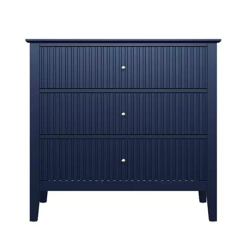 Commode 3 tiroirs cannelés Heynemo, ensemble de 1 avec glissière à roulement à billes, table de chevet moderne avec rangement spacieux pour chambre à coucher, couloir, blanc