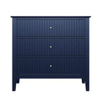 Commode 3 tiroirs cannelés Heynemo, ensemble de 1 avec glissière à roulement à billes, table de chevet moderne avec rangement spacieux pour chambre à coucher, couloir, blanc