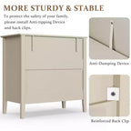 Commode 3 tiroirs cannelés Heynemo, ensemble de 1 avec glissière à roulement à billes, table de chevet moderne avec rangement spacieux pour chambre à coucher, couloir, blanc