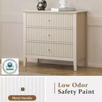 Commode 3 tiroirs cannelés Heynemo, ensemble de 1 avec glissière à roulement à billes, table de chevet moderne avec rangement spacieux pour chambre à coucher, couloir, blanc
