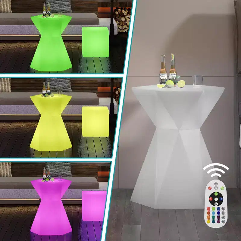 Mjkone 30 H Table de Bar Rechargeable pour Pub à Cocktails, 16 Couleurs RVB Changeantes LED, Étanche, Lumineuse, Tables Basses Lumineuses