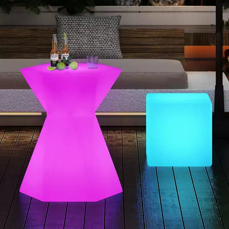 Mjkone 30 H Table de Bar Rechargeable pour Pub à Cocktails, 16 Couleurs RVB Changeantes LED, Étanche, Lumineuse, Tables Basses Lumineuses
