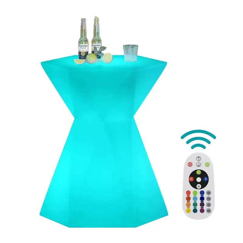 Mjkone 30 H Table de Bar Rechargeable pour Pub à Cocktails, 16 Couleurs RVB Changeantes LED, Étanche, Lumineuse, Tables Basses Lumineuses