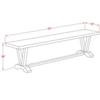 Banc de table à manger moderne HomeStock avec assise en bois, 72x15x18 pouces, noir/expresso