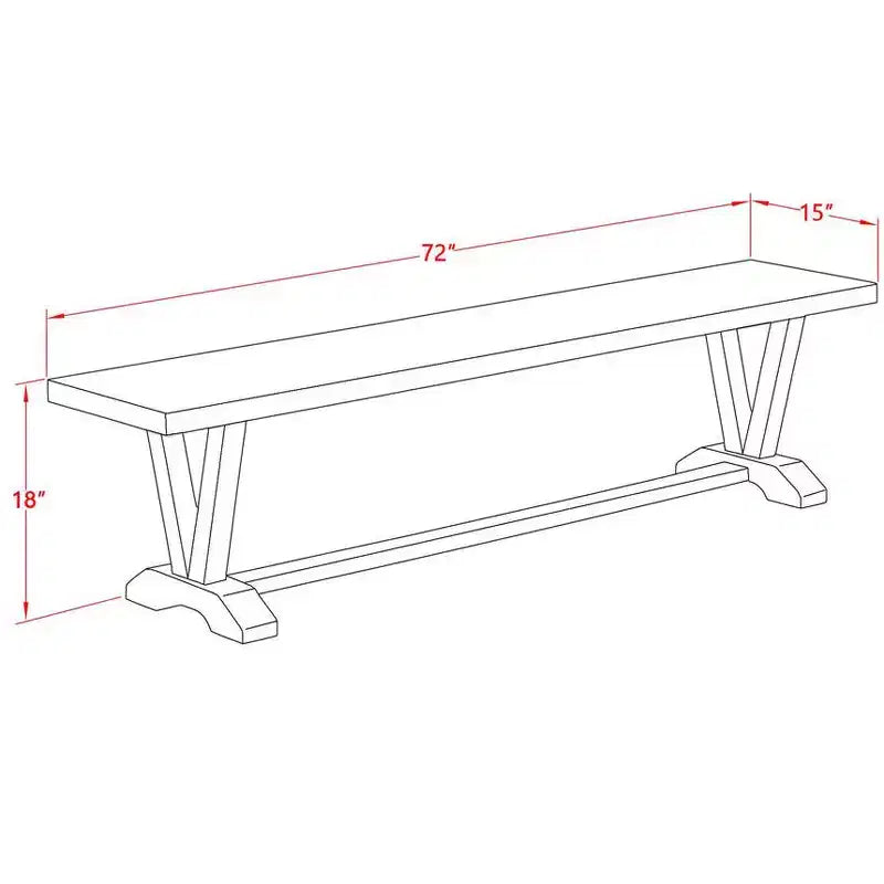 Banc de table à manger moderne HomeStock avec assise en bois, 72x15x18 pouces, noir/expresso