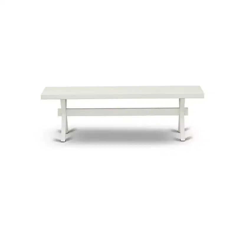 Banc de salle à manger moderne HomeStock, style X, avec assise en bois, 60x15x18 pouces, blanc pur