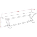 Banc de salle à manger moderne HomeStock, style X, avec assise en bois, 60x15x18 pouces, blanc pur