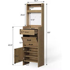 Meuble à chaussures 5-en-1 Heynemo avec tiroir basculant, rangement à chaussures d'entrée avec panneau perforé, étagère réglable, meuble d'entrée en bois