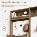 Meuble à chaussures 5-en-1 Heynemo avec tiroir basculant, rangement à chaussures d'entrée avec panneau perforé, étagère réglable, meuble d'entrée en bois