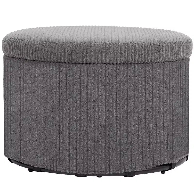 Pouf de rangement HOMCOM avec couvercle, Pouf rond de 61 cm avec rangement, Repose-pieds en velours côtelé rembourré pour salon, chambre à coucher