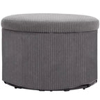Pouf de rangement HOMCOM avec couvercle, Pouf rond de 61 cm avec rangement, Repose-pieds en velours côtelé rembourré pour salon, chambre à coucher