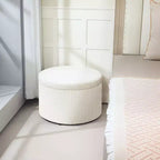 Pouf de rangement HOMCOM avec couvercle, Pouf rond de 61 cm avec rangement, Repose-pieds en velours côtelé rembourré pour salon, chambre à coucher